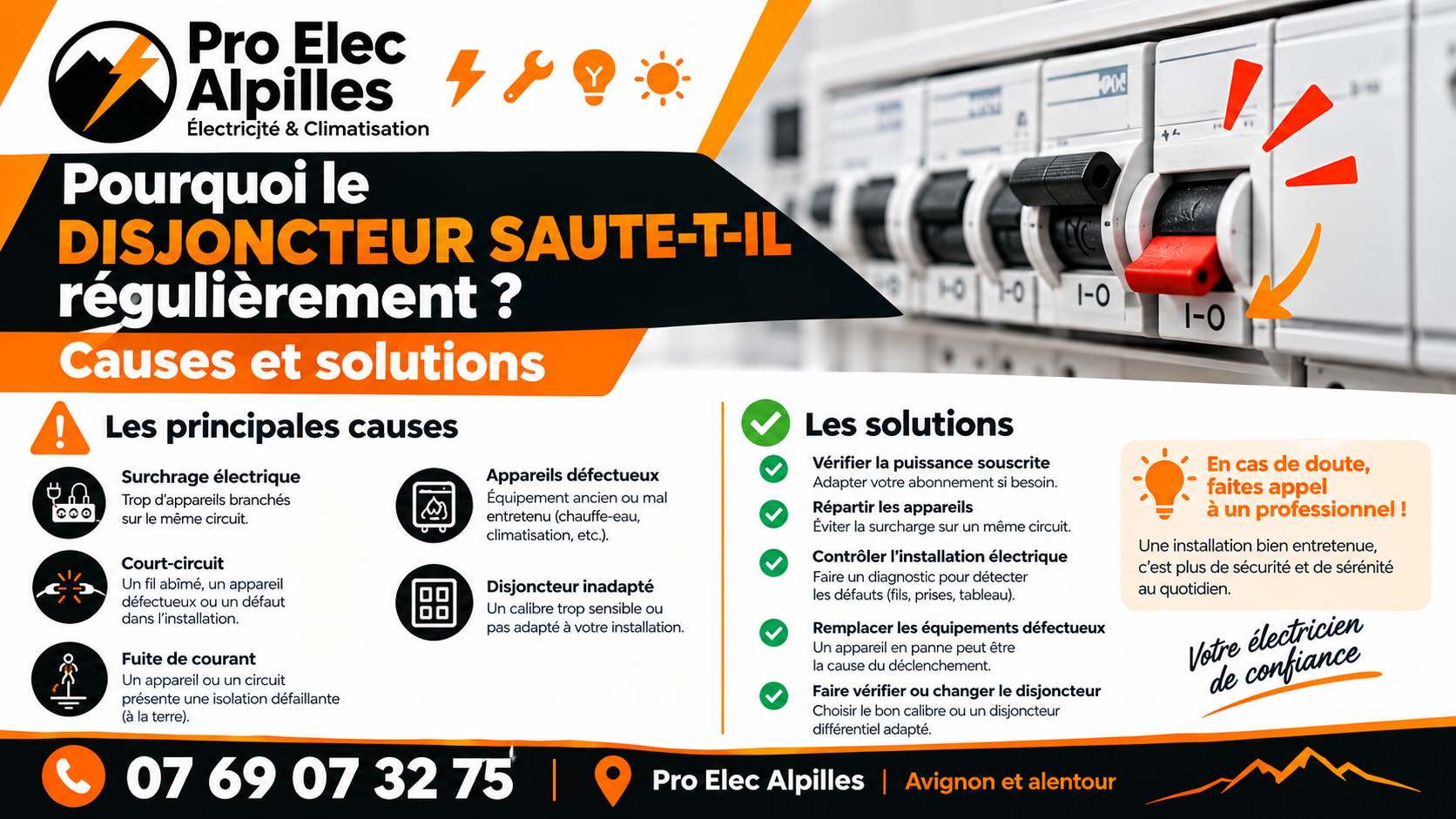 Disjoncteur qui saute : causes, solutions - Pro Elec Alpilles